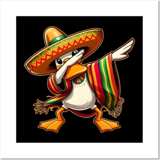 Cinco De Mayo Funny Mexican Duck Sombrero Poncho Posters and Art